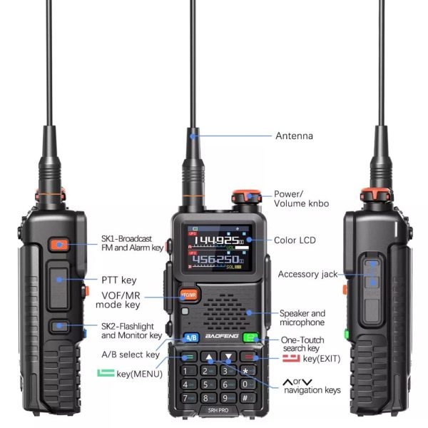 Baofeng UV-5RH Pro GPS 10W Multi-Band Long Range Walkie Talkie - 10