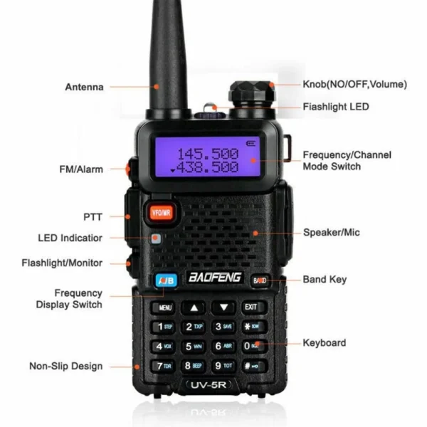 Baofeng UV-5R 5W dubbelbands walkie talkie tvåvägsradio svart - 13