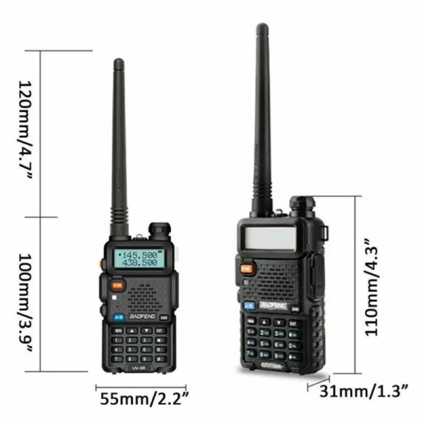 Baofeng UV-5R 5W dubbelbands walkie talkie tvåvägsradio svart - 6
