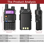 Baofeng UV-5R 5W dubbelbands walkie talkie tvåvägsradio svart - 4