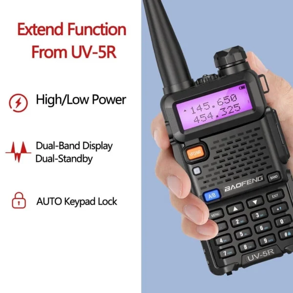 Baofeng UV-5R 5W dubbelbands walkie talkie tvåvägsradio svart - 11