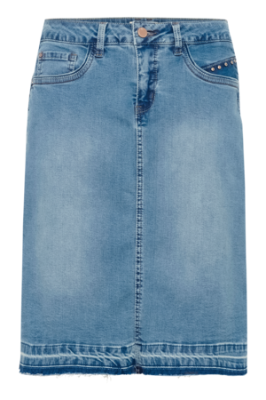 CRPATCH DENIM SKIRT - LIGHT  BLUE DENIM - CREAM