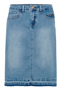 CRPATCH DENIM SKIRT - LIGHT  BLUE DENIM - CREAM