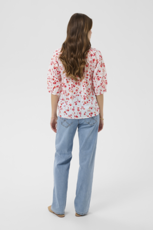 CRGISELLE SHIRT - PINK RED FLOWER - CREAM - 4
