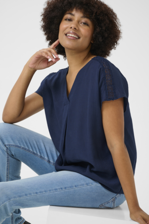 CRHENJA BLOUSE - NAVY BLAZER - CREAM - 3