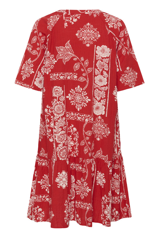 CRGIANNA SHORT DRESS - RED ETHNIC PRINT - CREAM - 2