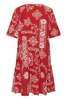 CRGIANNA SHORT DRESS - RED ETHNIC PRINT - CREAM