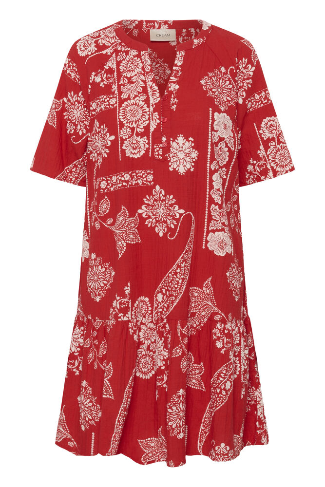 CRGIANNA SHORT DRESS - RED ETHNIC PRINT - CREAM