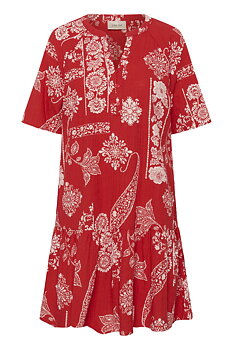 CRGIANNA SHORT DRESS - RED ETHNIC PRINT - CREAM