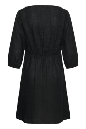 CR BELLIS FRILL DRESS - PITCH BLACK - CREAM