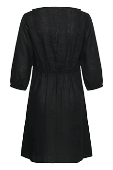 CR BELLIS FRILL DRESS - PITCH BLACK - CREAM