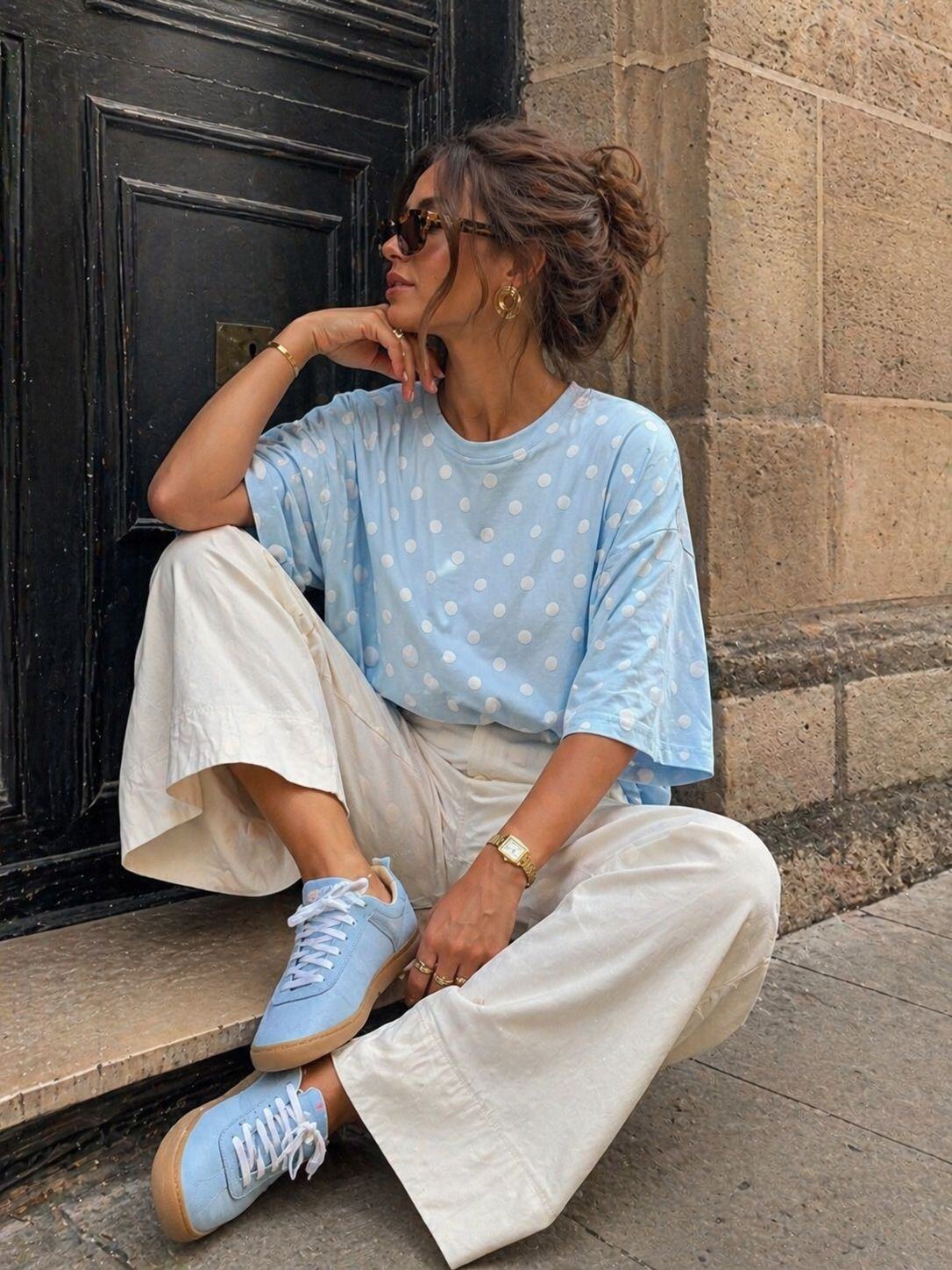 T-shirt polkadot blue - 3