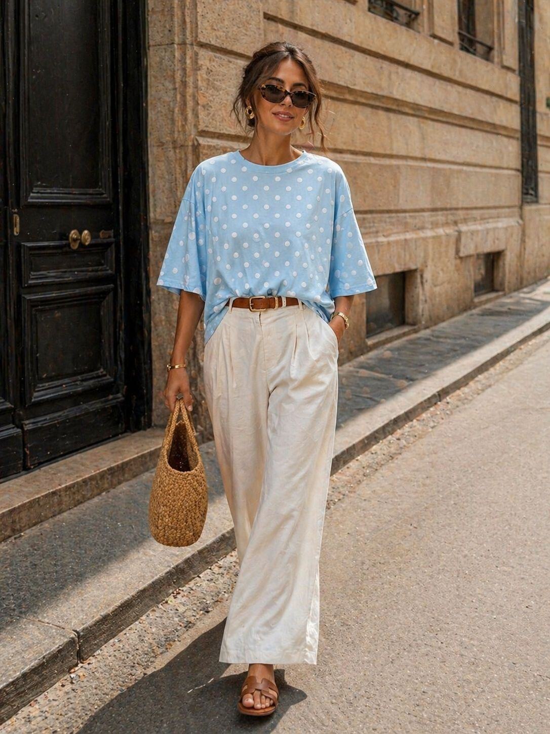 T-shirt polkadot blue - 2