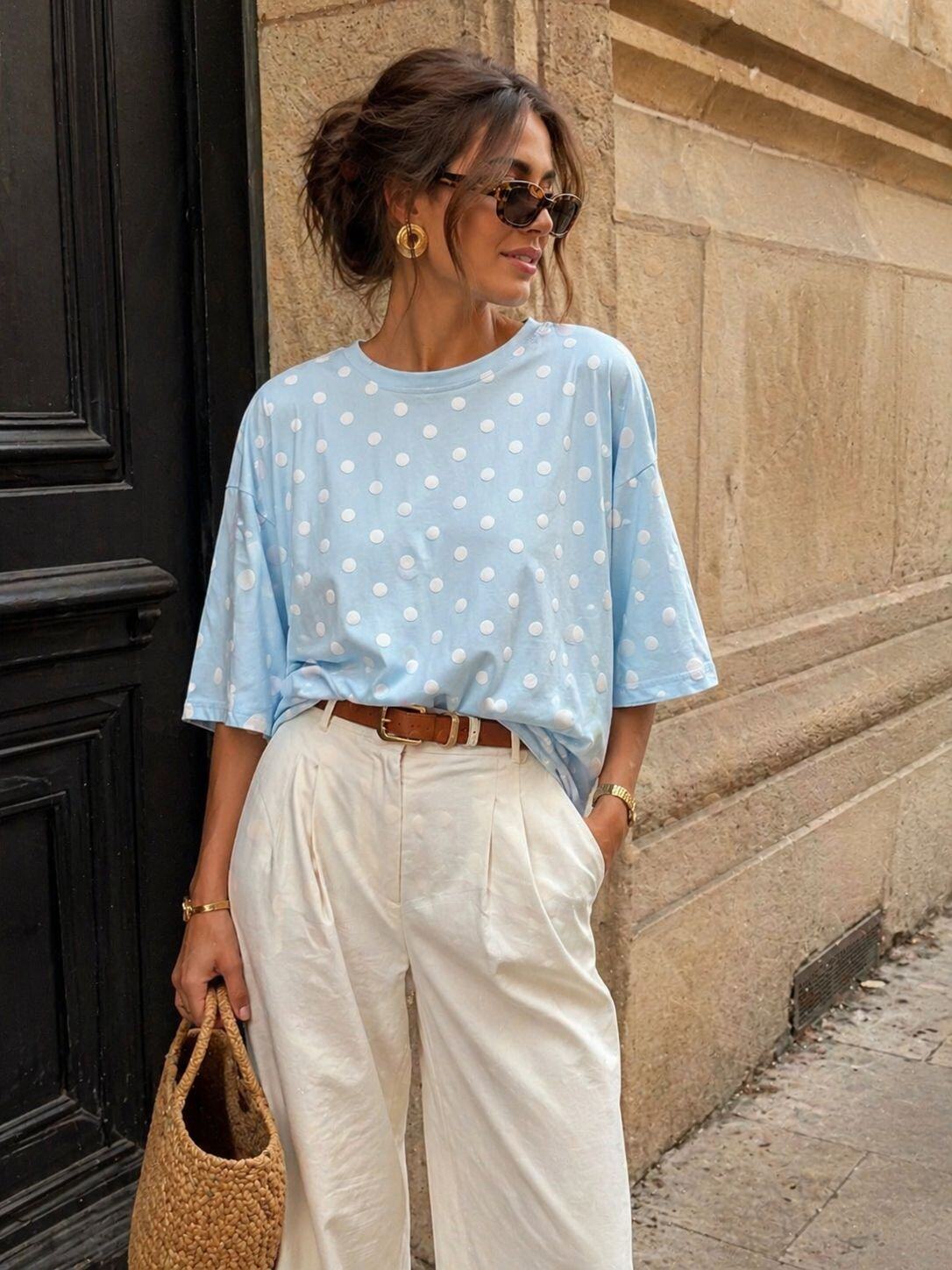 T-shirt polkadot blue