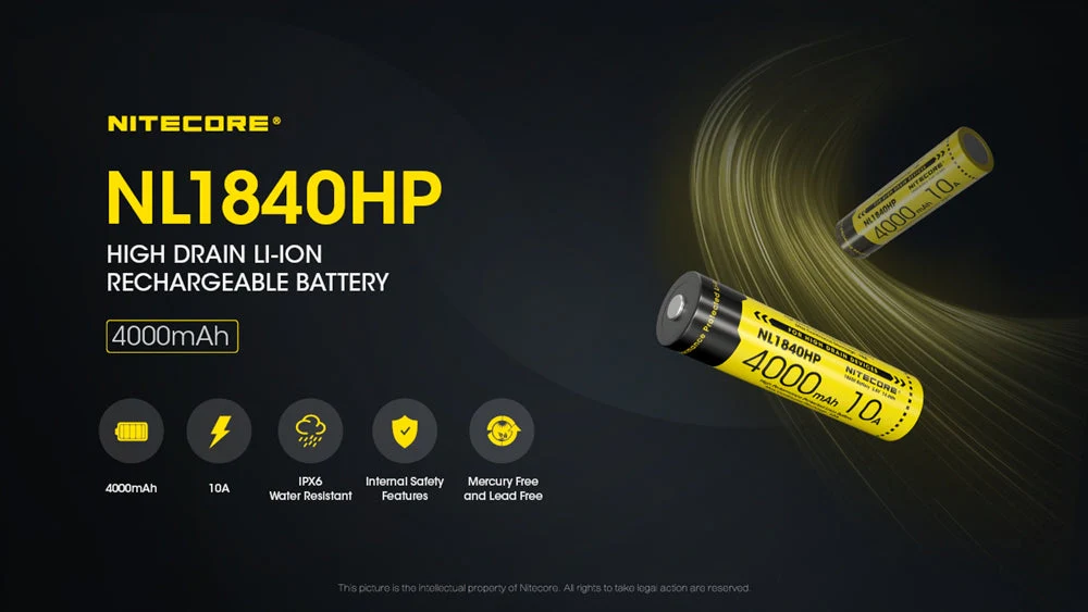 Nitecore NL1840 HP Rechargeable Battery - 10