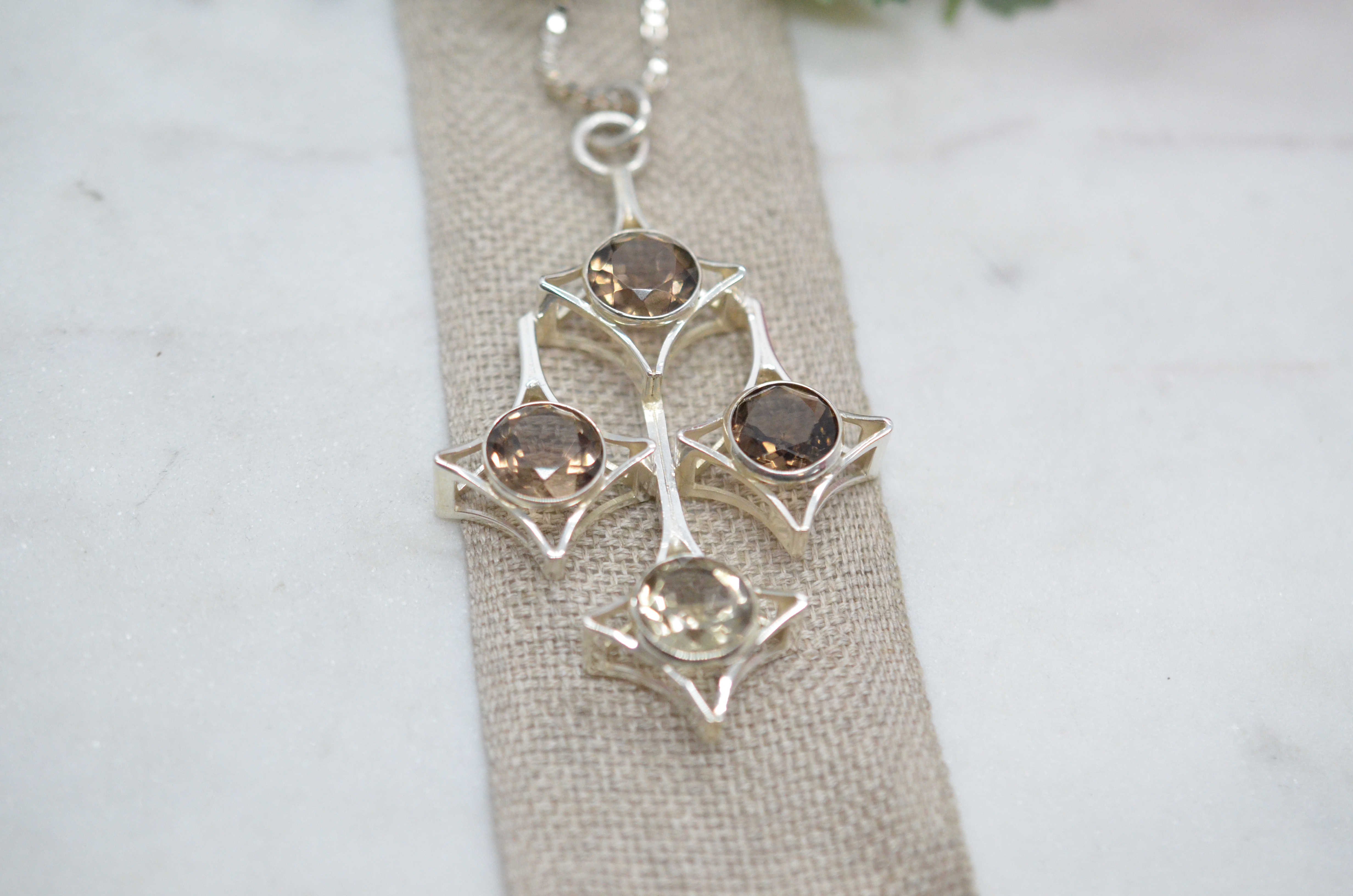 Vintage Salovaara silverhalsband med rökkvarts