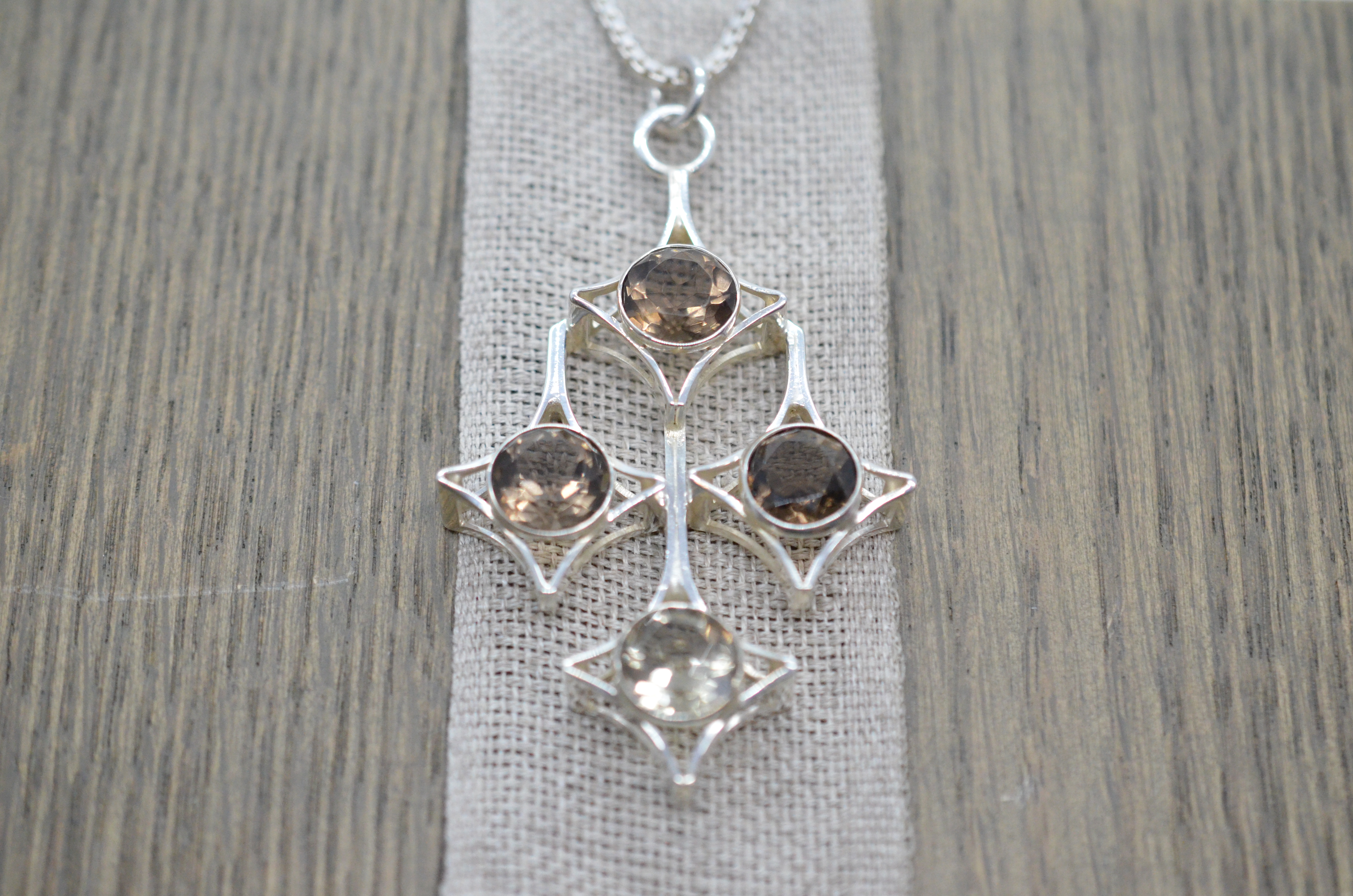 Vintage Salovaara silver necklace with smoky quartz - 4