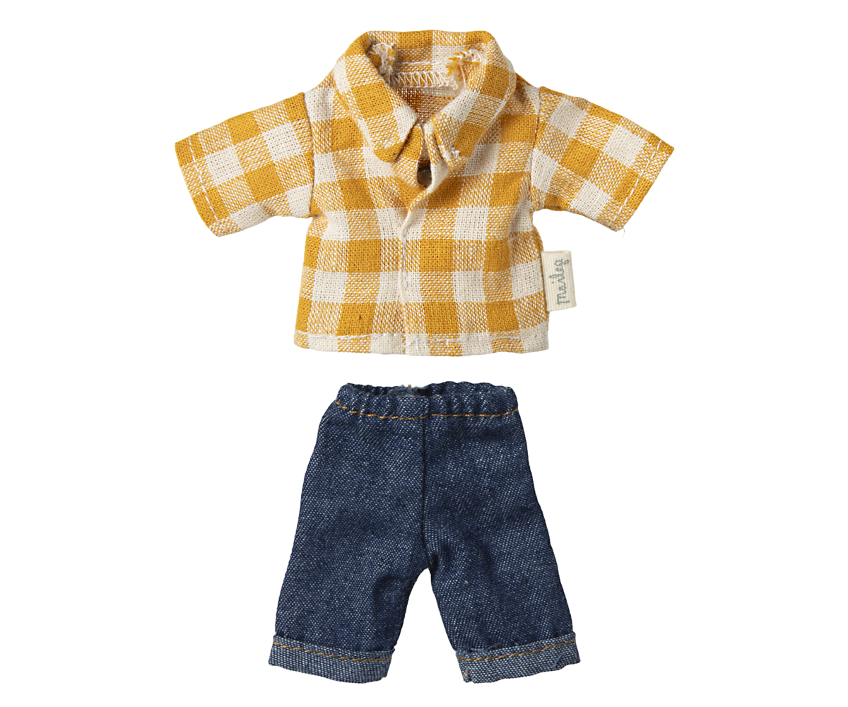 Maileg - KLÄDER Rutig skjorta & Jeans -  Pappa mus