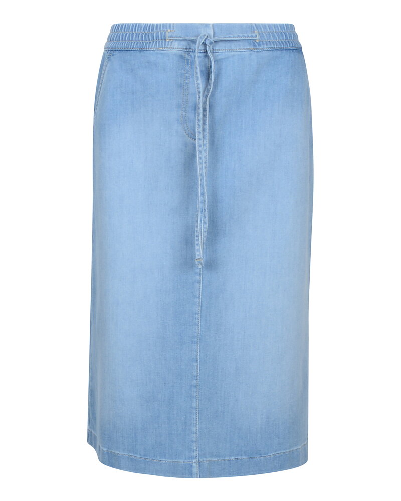 Jeanskjol resår & knäppning ljus denim
