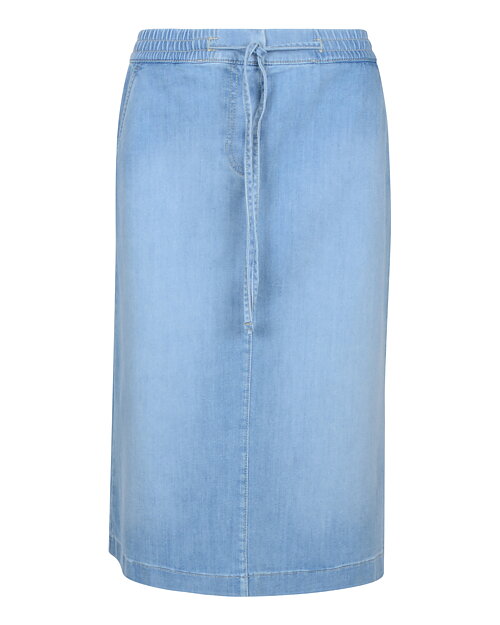 Jeanskjol resår & knäppning ljus denim - 2