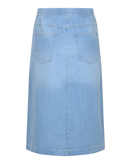 Jeanskjol resår & knäppning ljus denim - 3