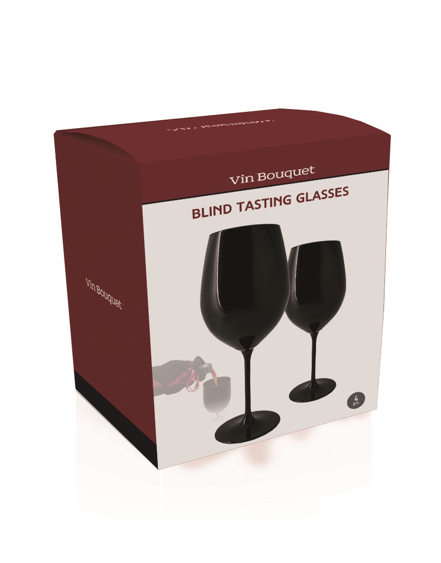 Blindsmaking - Svarte vinsmakingsglass, 4 stk - 2