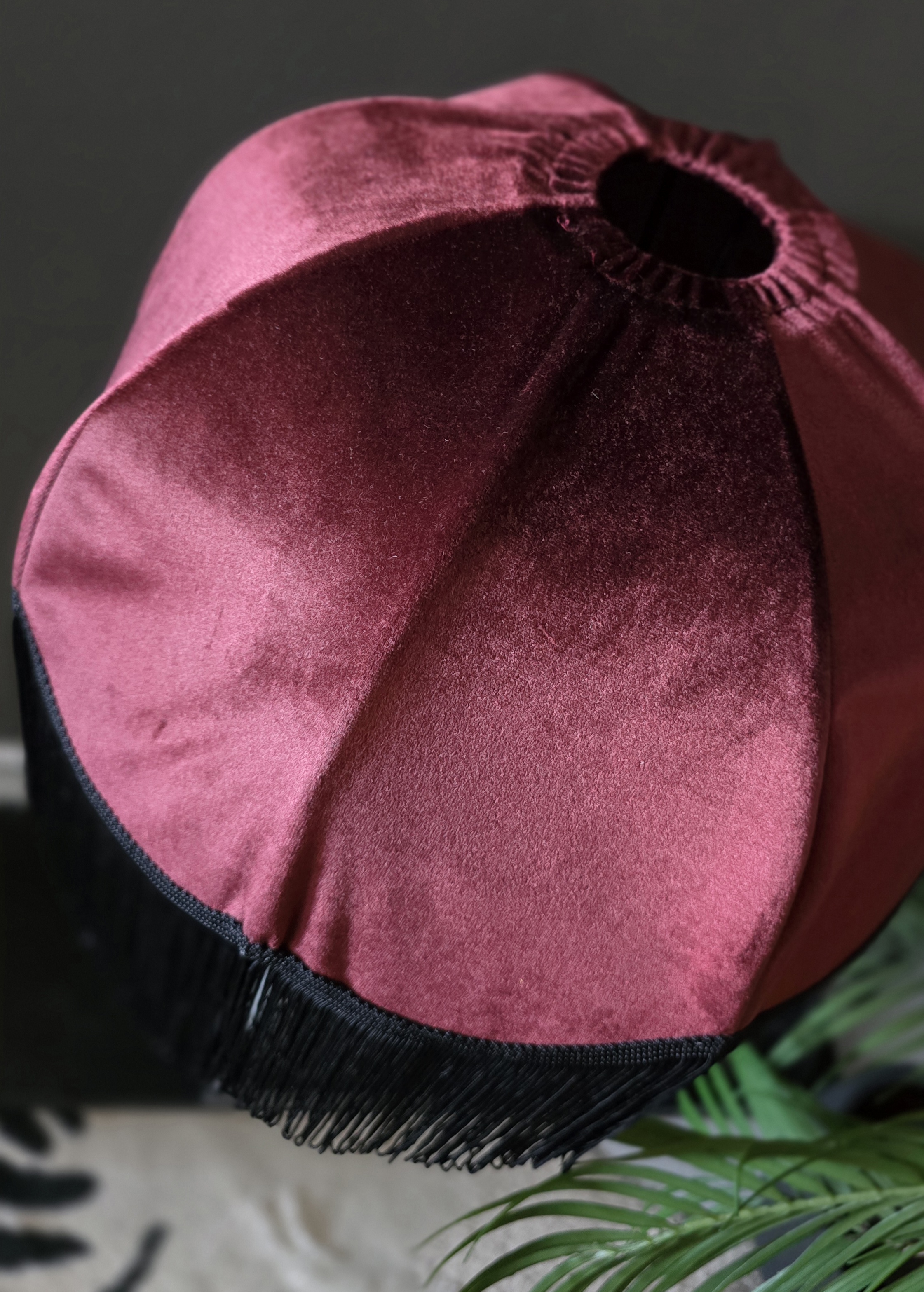 Lampskärm Frans Retro 35 - Burgundy/Svart Lång Frans - 2