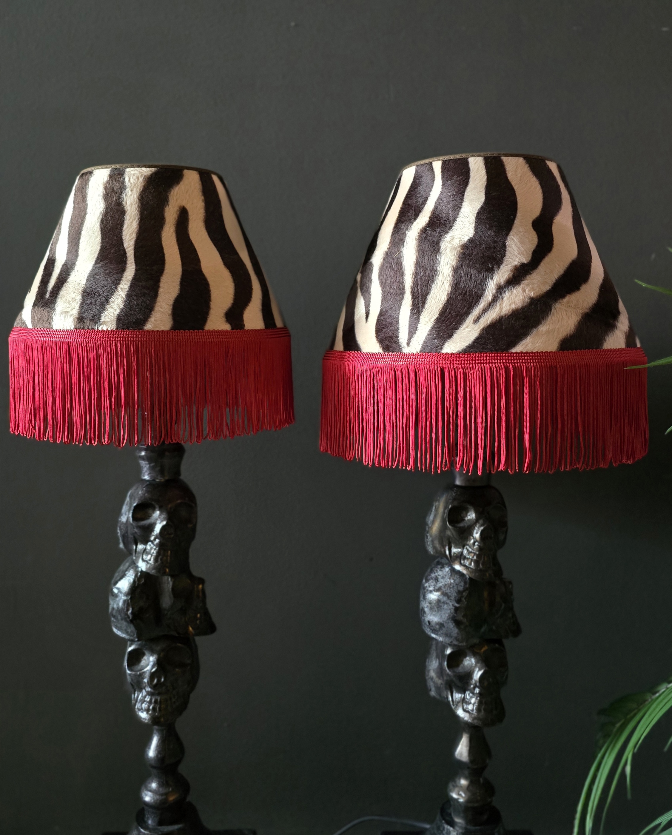 Lampskärm Frans 22 - Classic Zebra Brun/beige - Mörkröd Frans