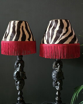 Lampskärm Frans 22 - Classic Zebra Brun/beige - Mörkröd Frans