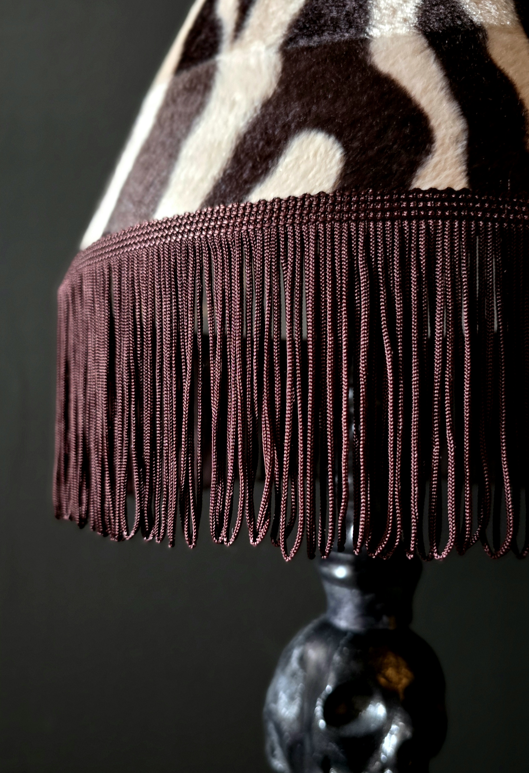 Lampskärm Frans 22 - Classic Zebra Brun/beige - Mörkbrun Frans - 2