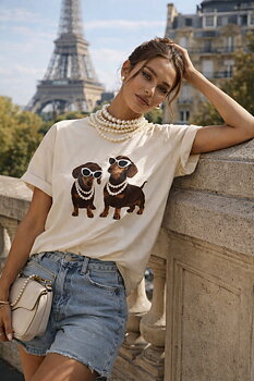 T-shirt fashion dogs ivory