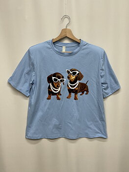 T-shirt fashion dogs sky blue