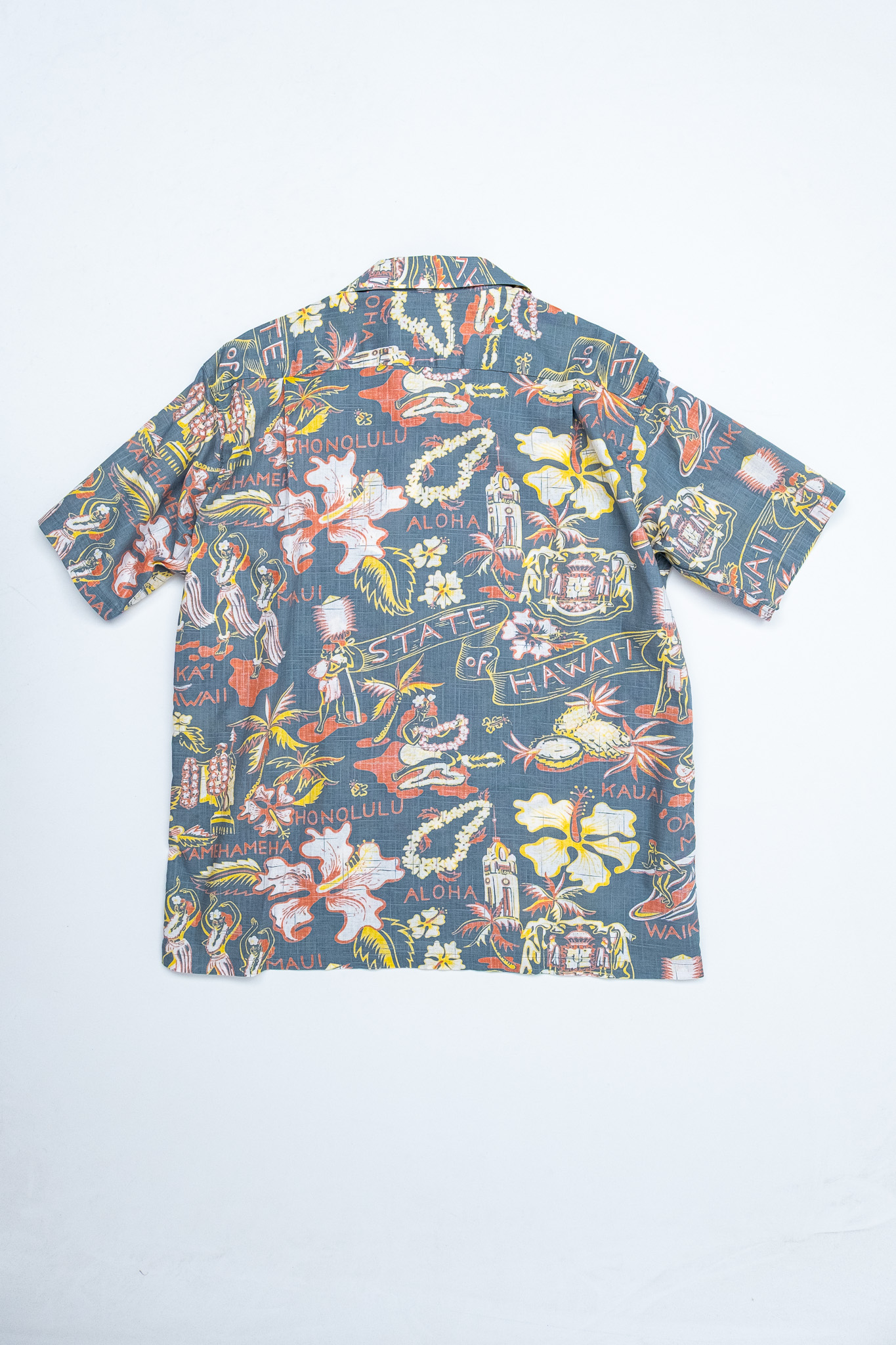 Sun Surf - Cotton Linen Slub Yarn Hawaiian Shirt ”State of Hawaii” - 6