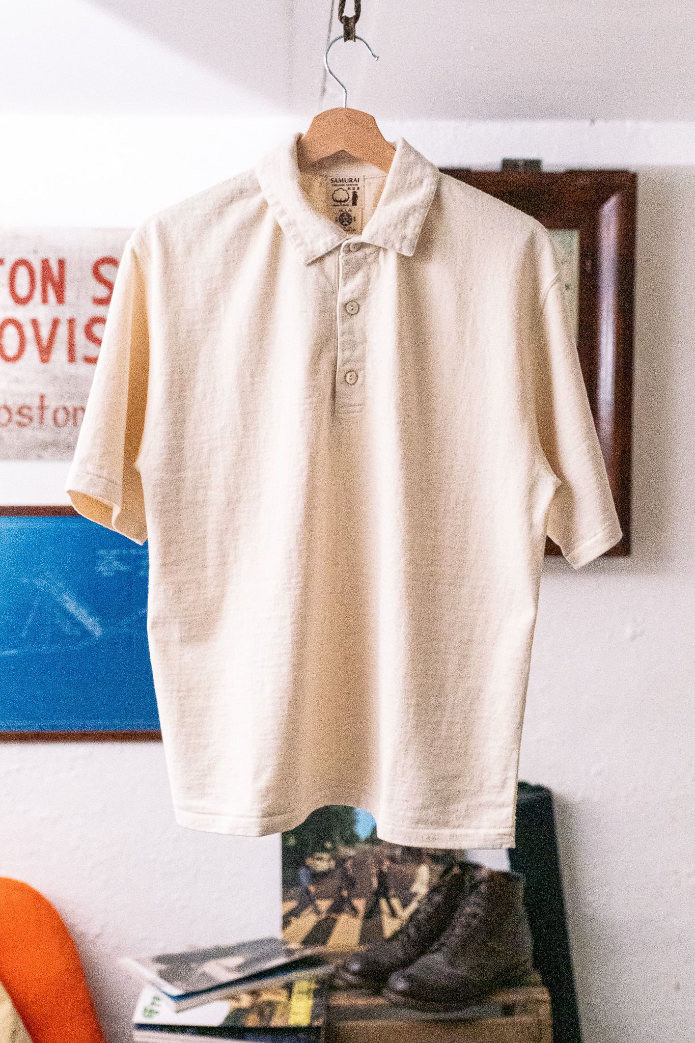 Samurai Jeans - Japanese Cotton Polo T-Shirt Natural