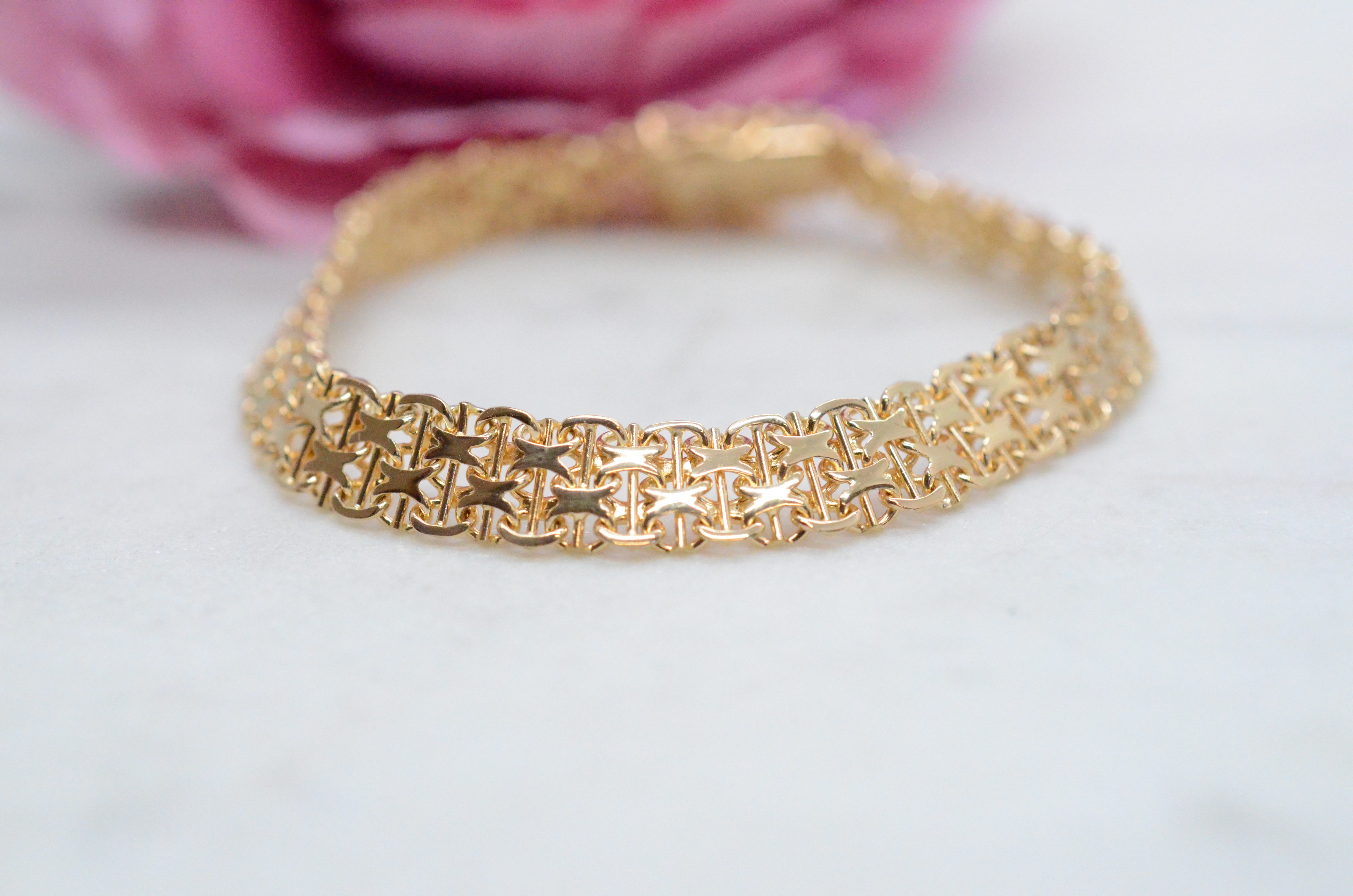 Vintage 18k bracelet x-link with rod, 1968