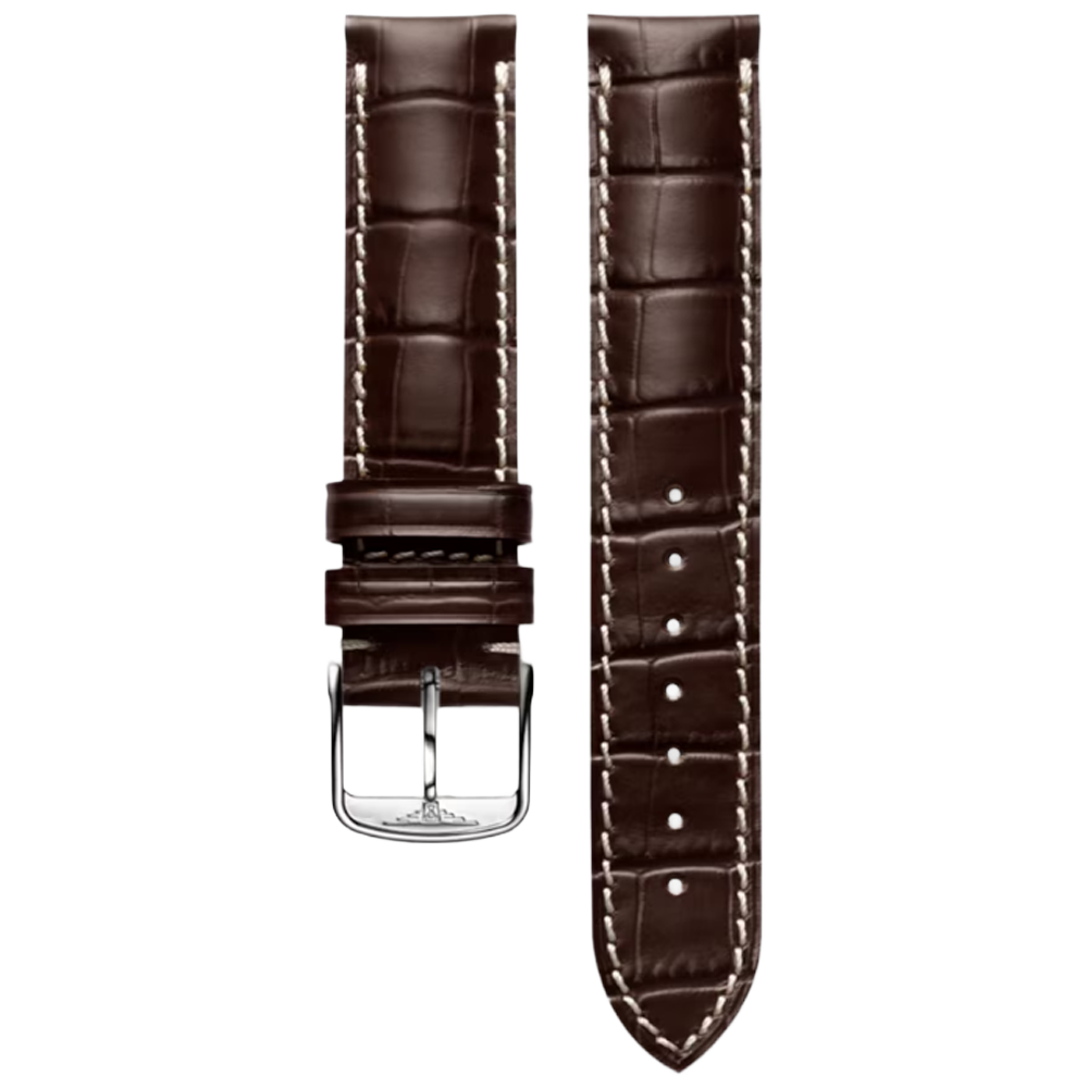 cl682101358 Longines brunt kalvskinn med alligator prägling