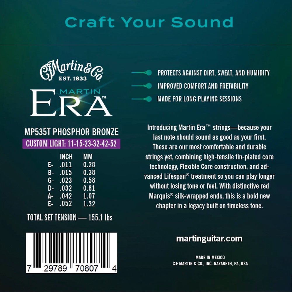 Martin MP535T ERA Phosphor Bronze Acoustic Guitar Strings 011-052 - 2