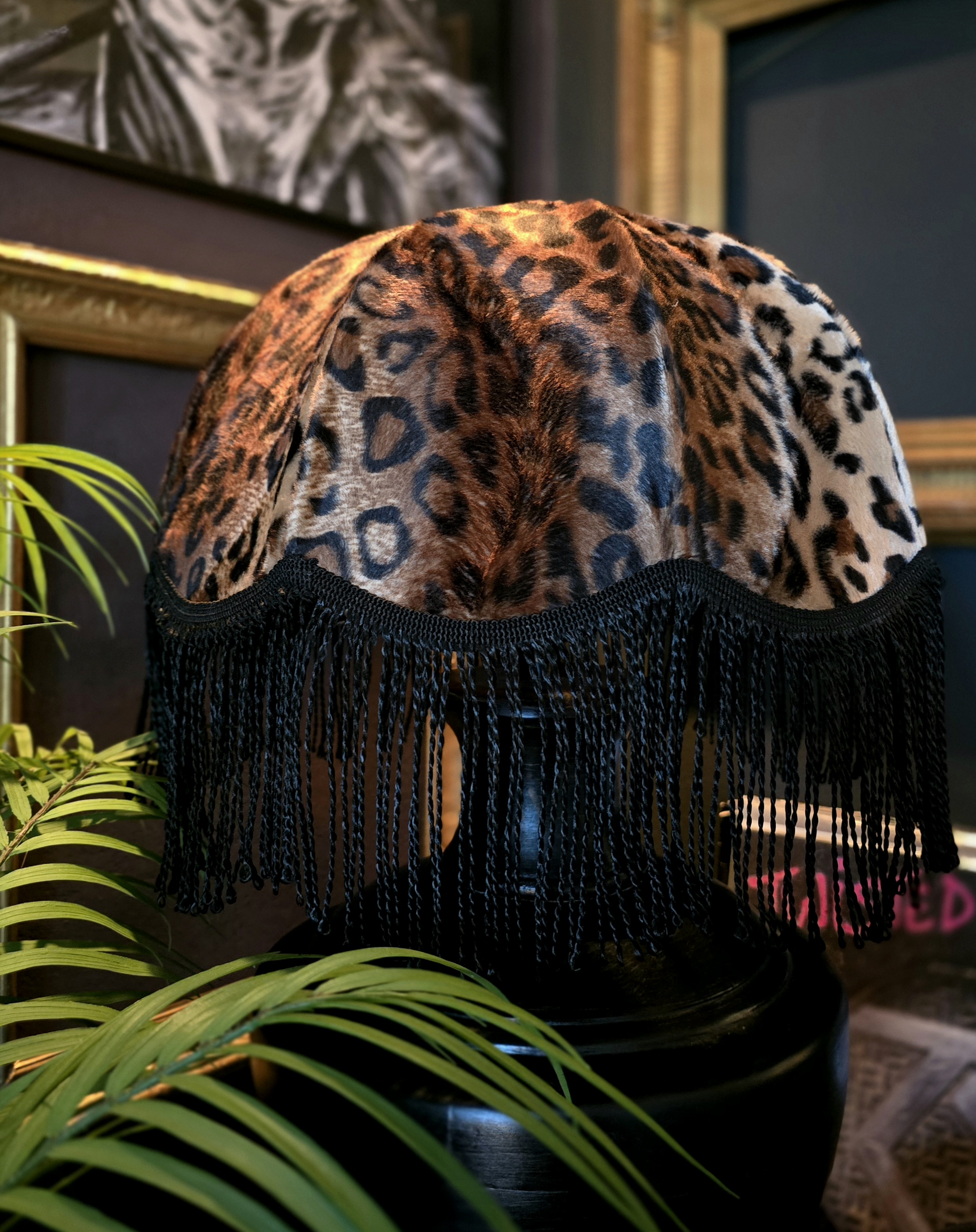 ANDRASORTERING Lampskärm Frans Retro 35 - Leopard/Svart Tvinnad Frans