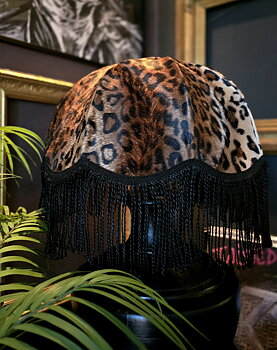 ANDRASORTERING Lampskärm Frans Retro 35 - Leopard/Svart Tvinnad Frans