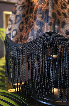ANDRASORTERING Lampskärm Frans Retro 35 - Leopard/Svart Tvinnad Frans
