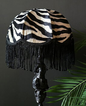 ANDRASORTERING Lampskärm Frans Retro 35 - Zebra/Svart Tvinnad Frans