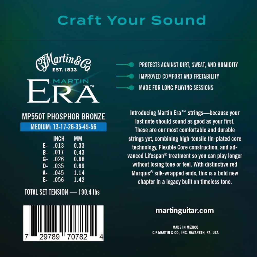 Martin MP550T ERA Phosphor Bronze Acoustic Guitar Strings 013-056 - 2