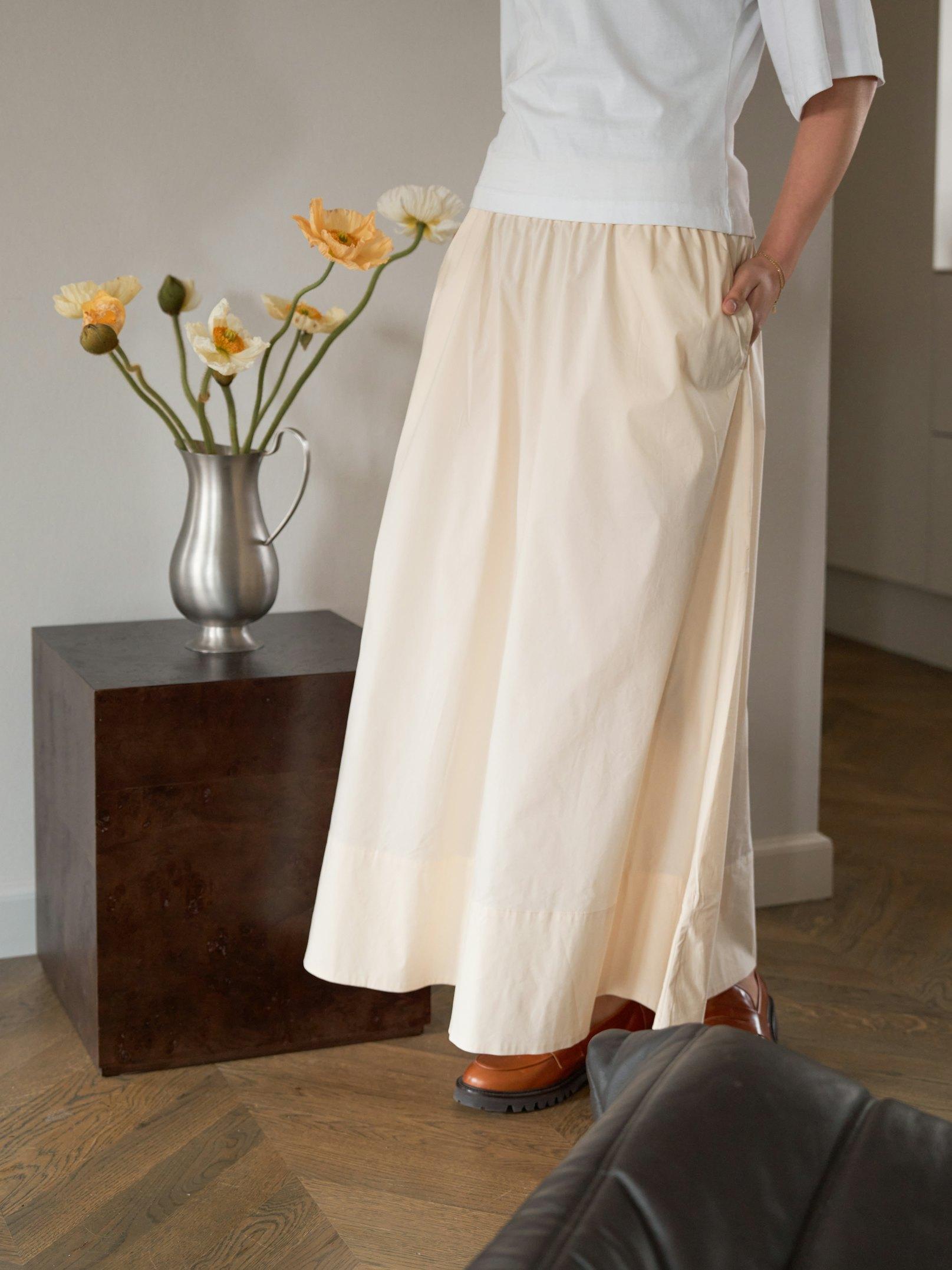 Yara Long Poplin Skirt Butter Yellow - 8