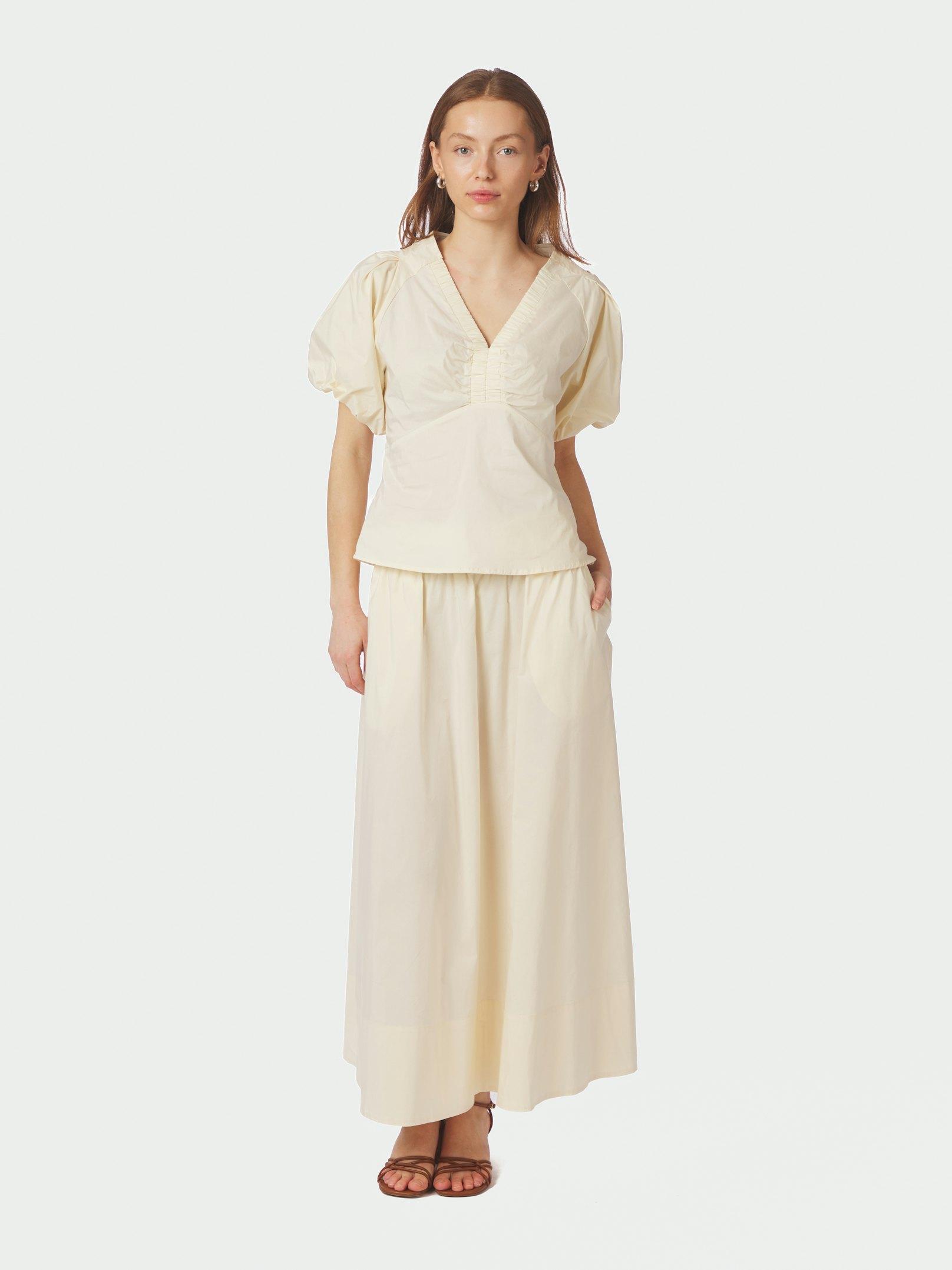 Yara Long Poplin Skirt Butter Yellow - 5