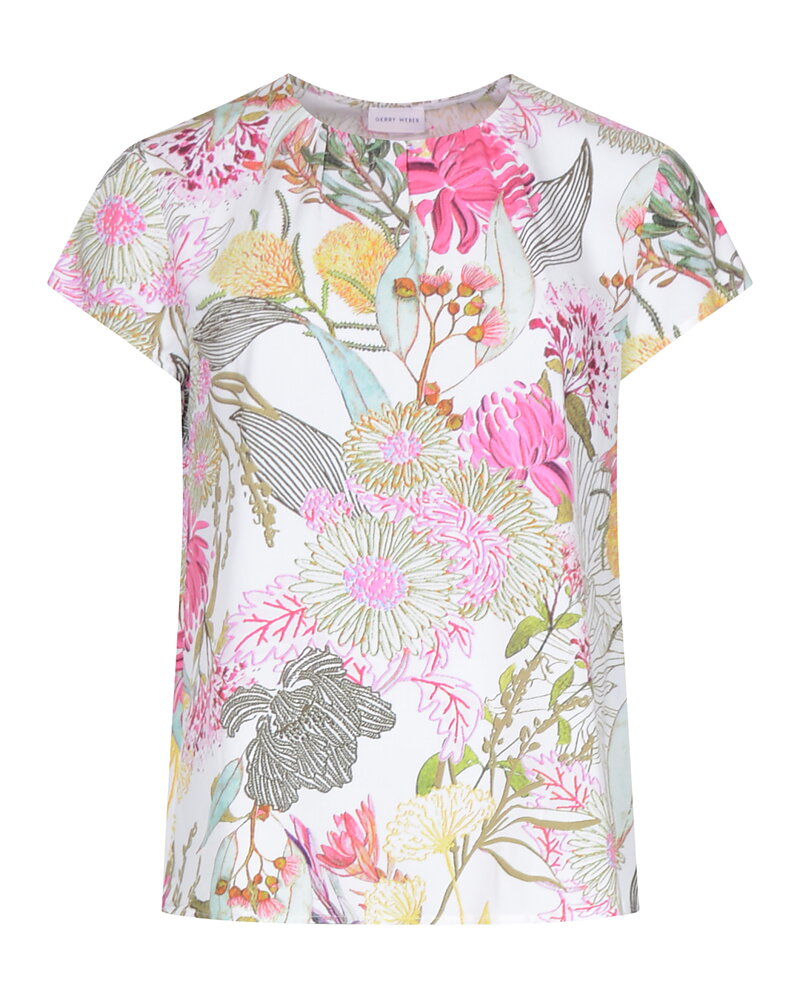 Blus holkärm blommig rosa/grön/offwhite