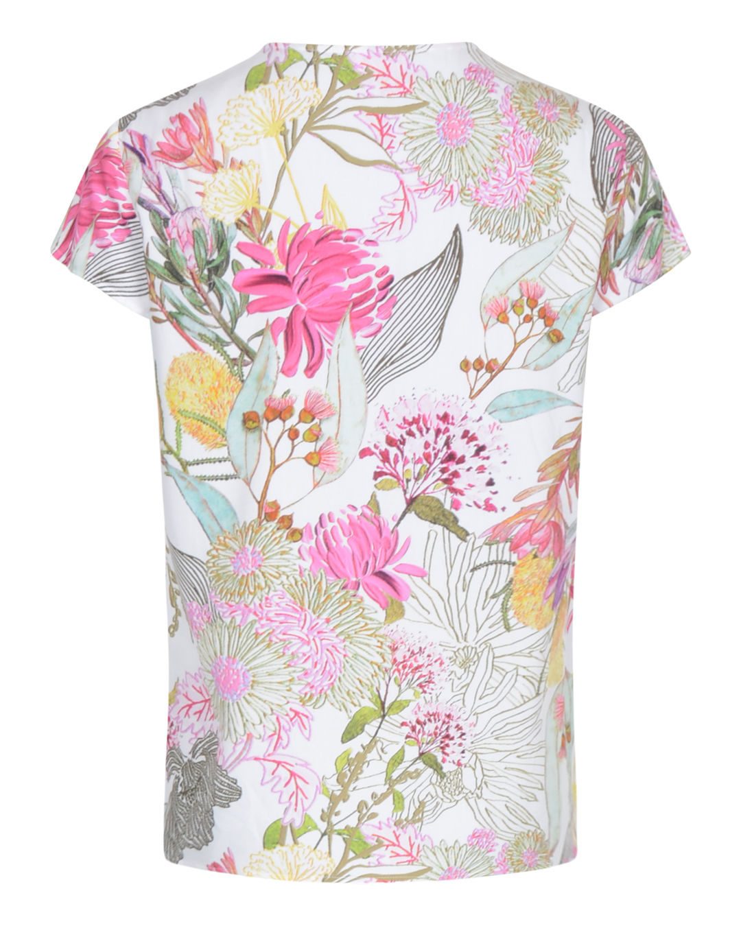 Blus holkärm blommig rosa/grön/offwhite - 3