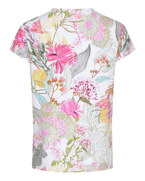 Blus holkärm blommig rosa/grön/offwhite - 3