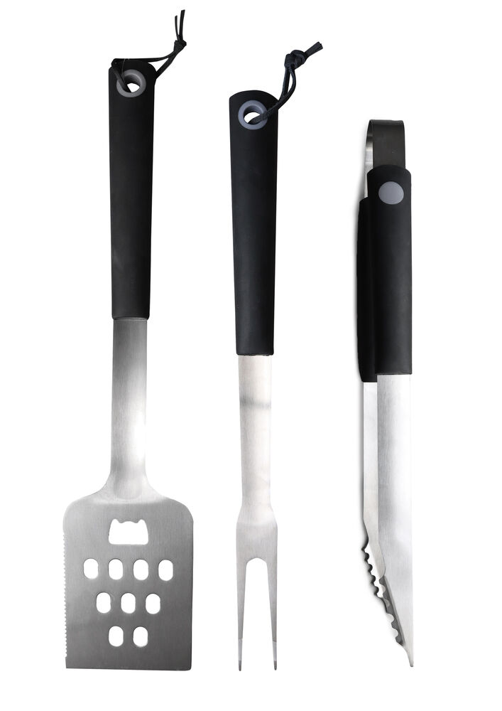 Grillverktyg 3 Delar | Grillset i Rostfritt Stål med Förvaringspåse - 3