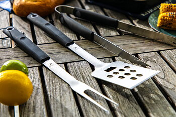 Grillverktyg 3 Delar | Grillset i Rostfritt Stål med Förvaringspåse