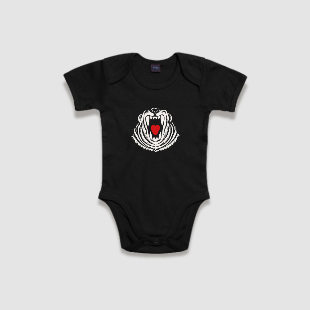 Baby Body Svart, Björnen, kort ärm
